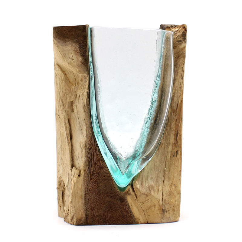 Molton Glass V-shaped Art Vase on Wood product image