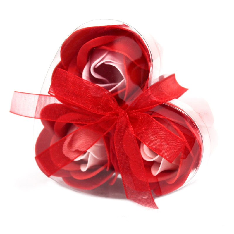 Set of 3 Soap Flower Heart Box - Red Roses product image