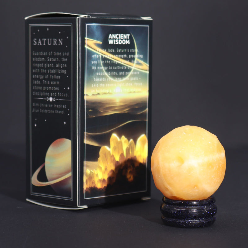 Yellow Jade Planet on a Sola Goldstone Stand (SATURN) product image