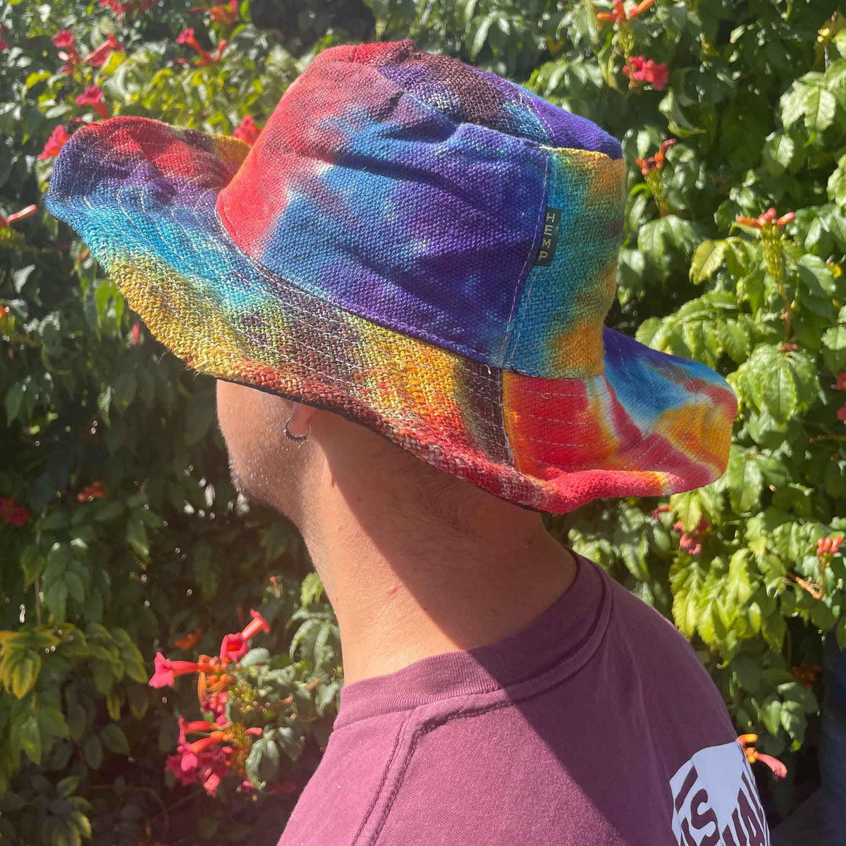 Patched and Wired Hemp & Cotton Boho Festival Hat - Tiedye product image 3