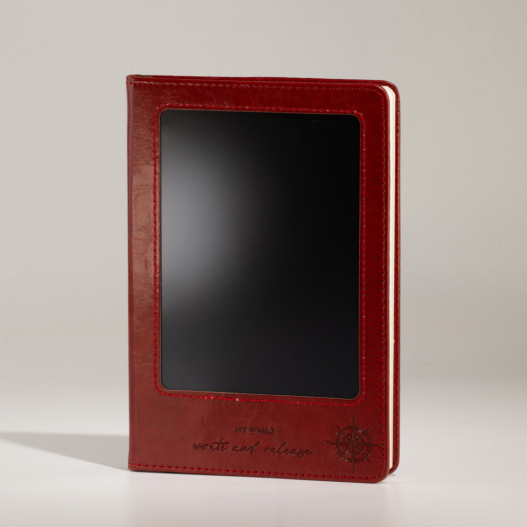 A5 Intention Note Book - LCD Wipe Screen - Red Leather Effect - 80 Leafs - product image 8