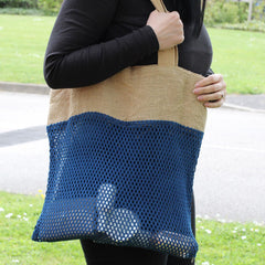 Pure Soft Jute and Cotton Mesh Bag - Denim product image 4