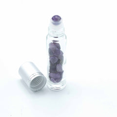 Gemstone Essential Oil Roller Bottle - Amethyst - Silver Cap product image 3