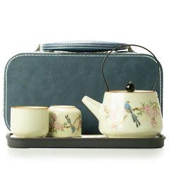 Travel Teapot Set & Two Cups - Blue Bird Qing Dynasty