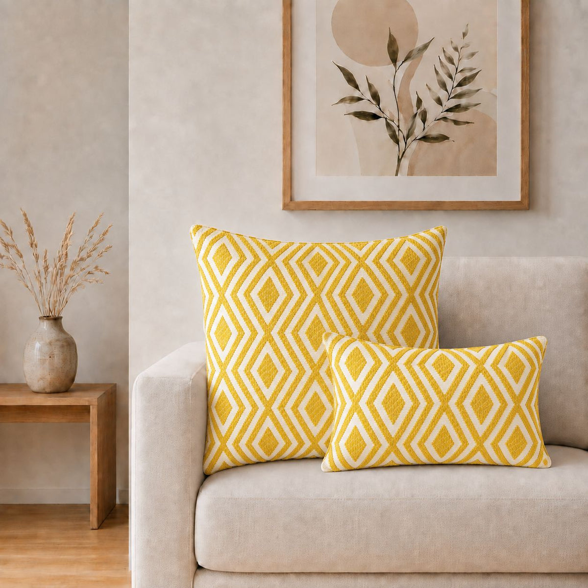 Classic Cushion Cover - Mustard Diamonds- 30x50cm - Lumber Style - product image 3