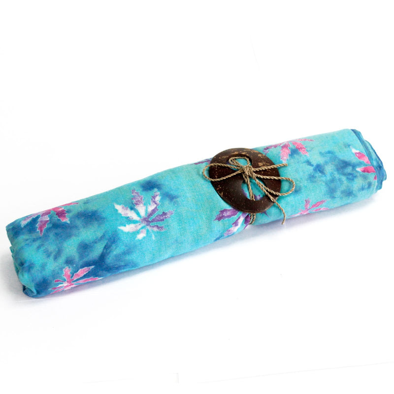 Bali Block Print Sarong - Tropical Leaves - Aqua product image