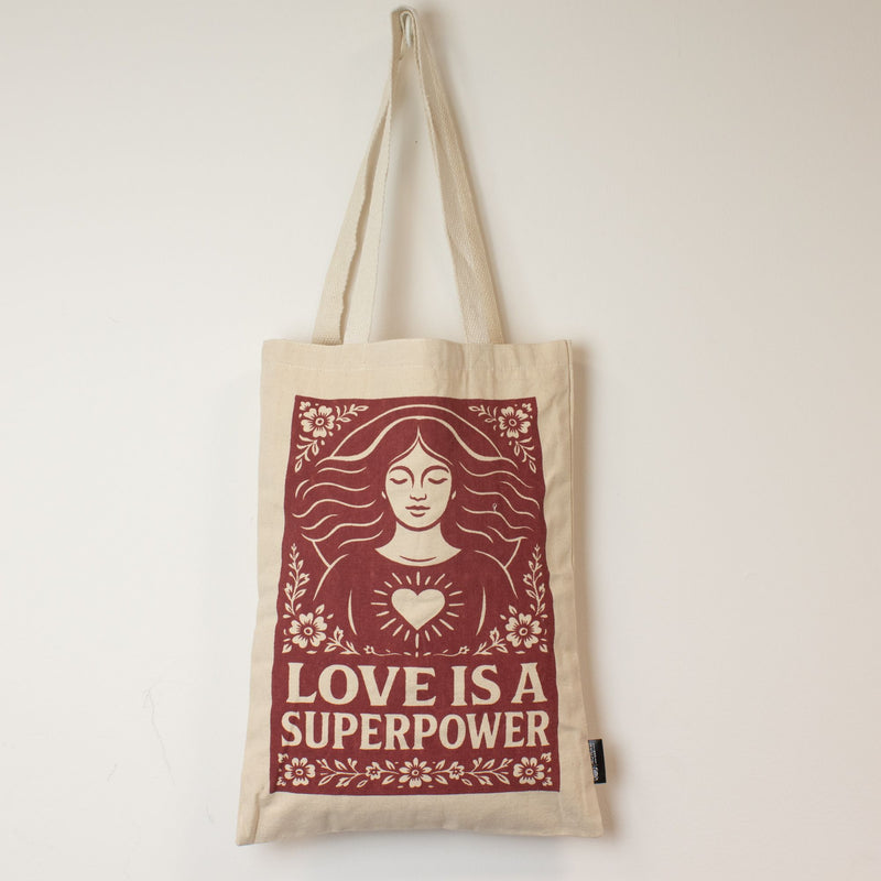 Nomad Sari Iconic Toni Tote Bag - Love is a Super Power - Natural 10oz product image