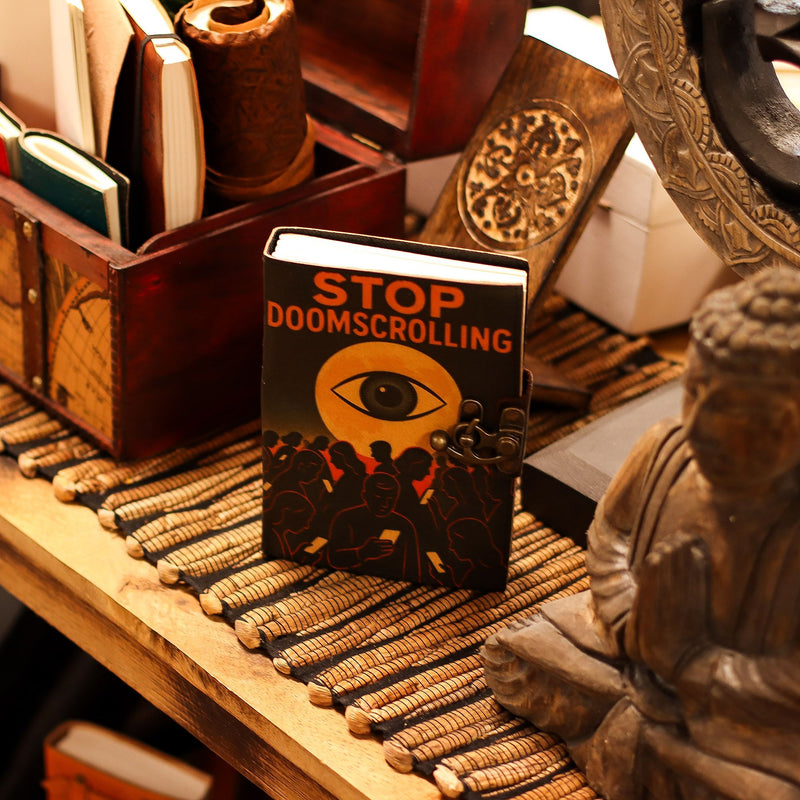 Leather Printed Notebook – Stop Doom Scrolling - 17.8x12.7 cm product image