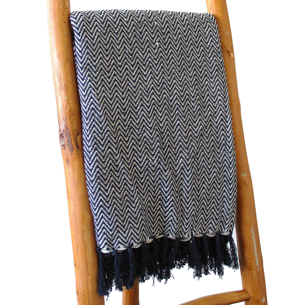 Boho Comfort Throws - Navy Zigzag product image
