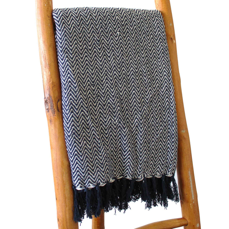 Boho Comfort Throws - Navy Zigzag product image