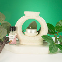 Ceramic Zen Oil Burner - Large Oval Pebble - Speckled Off-White product image 2