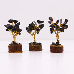 Mini Gemstone Tree On Wood Base - Black Agate (15 stones) product image 5