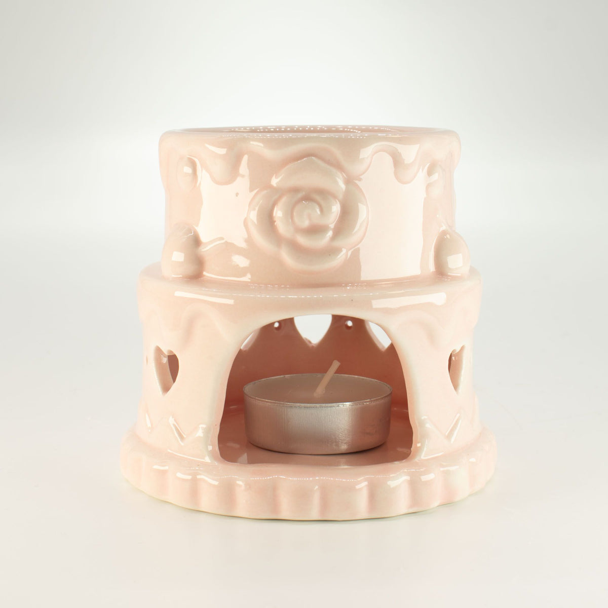 Ceramic Cake Oil Burner - Hearts - Pink product image 3