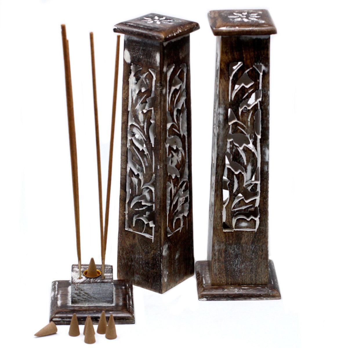 Tapered Incense Tower Washed Des2 - Mango Wood product image 3