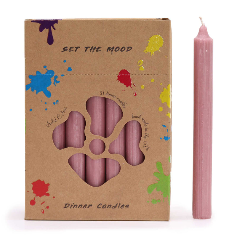 Solid Colour Dinner Candle Set - Pack of 21 - Rustic Dusty Pink product image