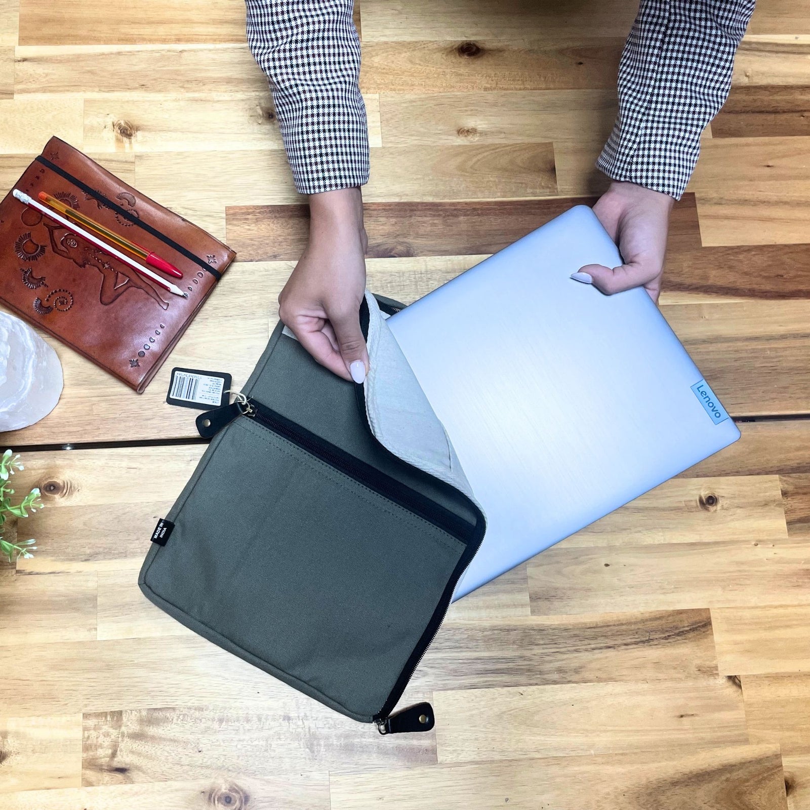 Canvas Travel Laptop Pouch - Olive product image