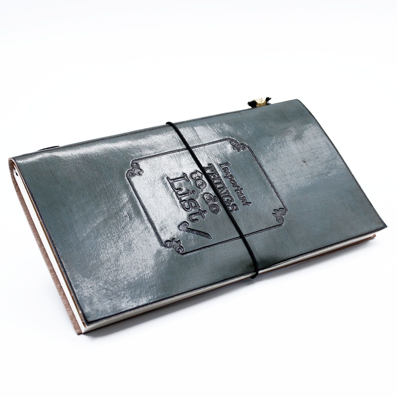 Handmade Leather Journal - Important Things To Do - Grey (80 pages) product image