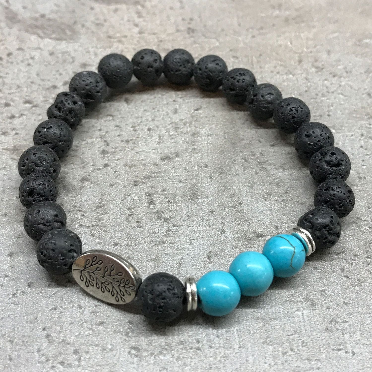 Lava Stone Bracelet - Leaf Turquoise product image