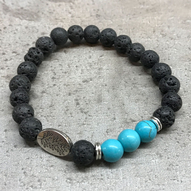 Lava Stone Bracelet - Leaf Turquoise product image