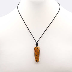 Laced Gemstone Flat Point Pendant - Golden Quartz product image 2