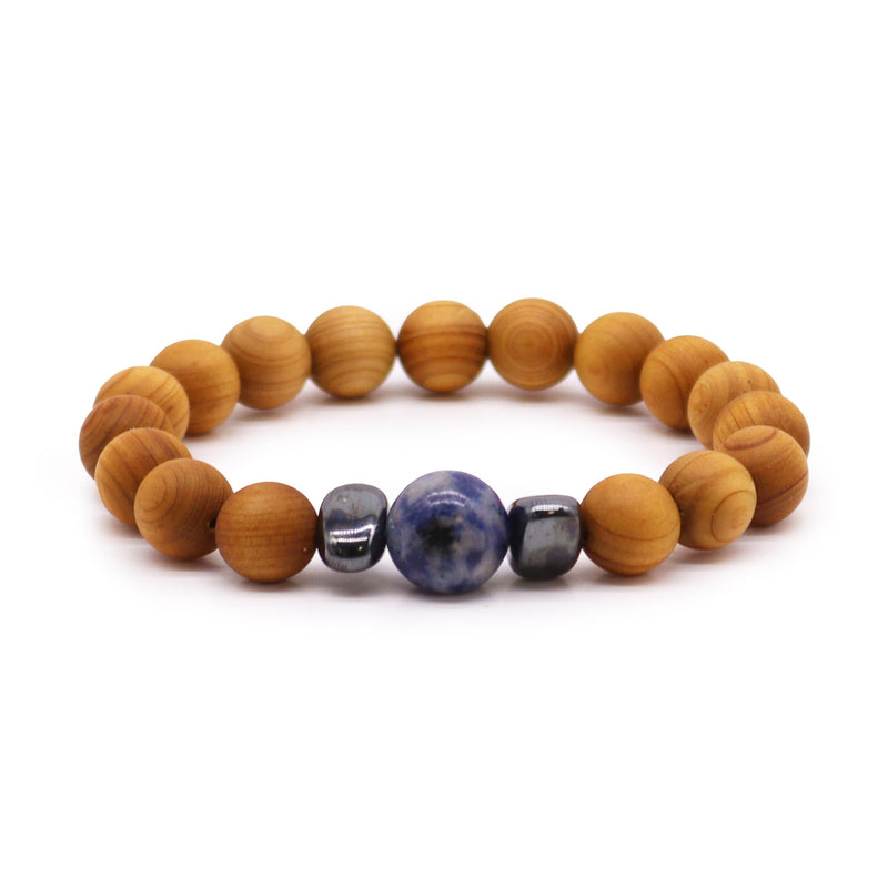 Cedarwood Throat Chakra Bangle with Sodalite product image
