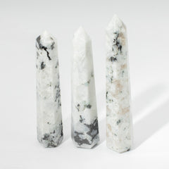 Gemstone Six Face Obelisk Point approx 17cm - Rainbow Moonstone product image 4