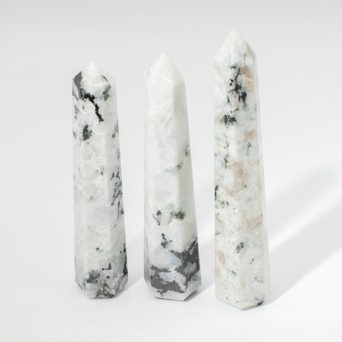 Gemstone Six Face Obelisk Point approx 17cm - Rainbow Moonstone product image 4