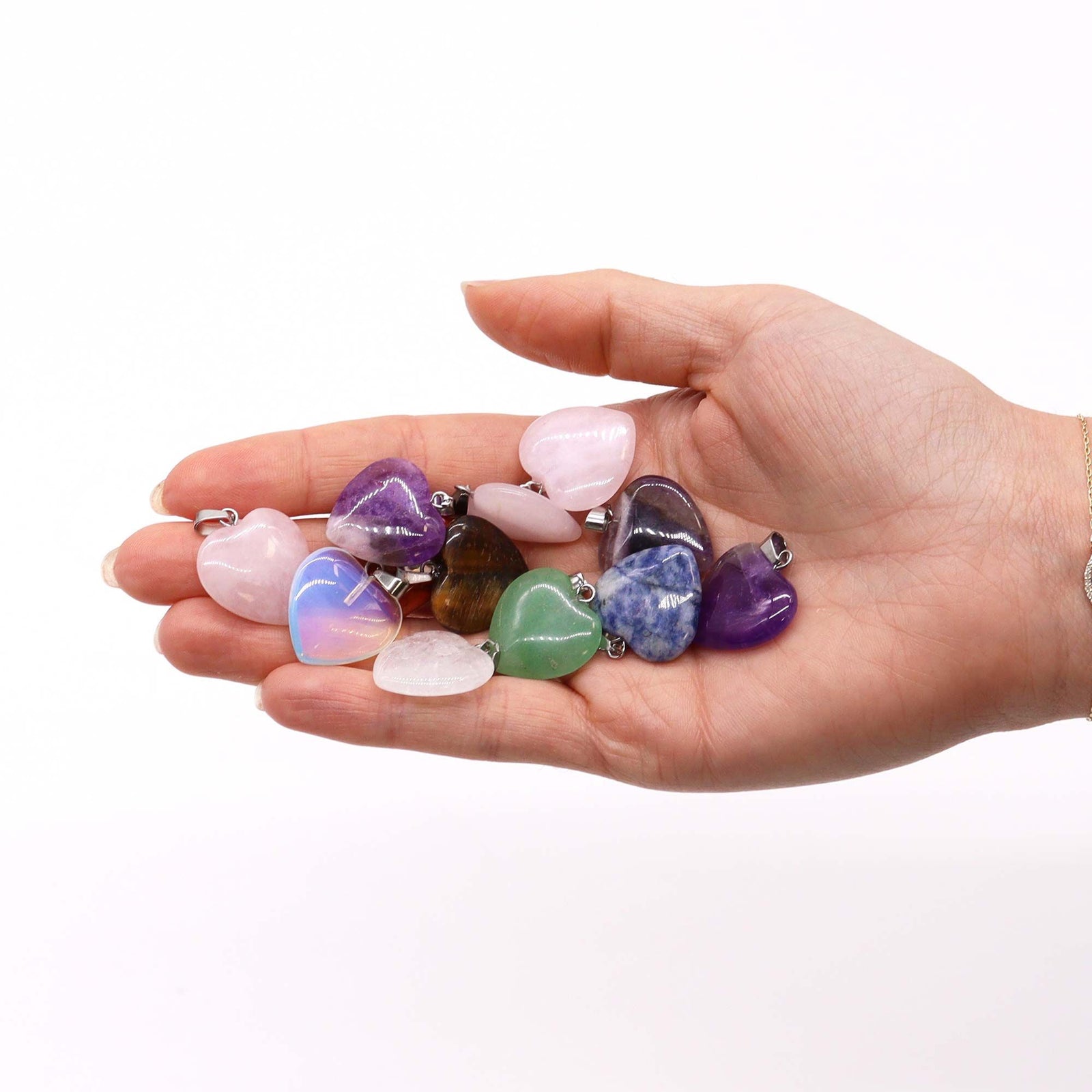 Gemstone Heart Pendants (12 assorted) 20x6mm product image