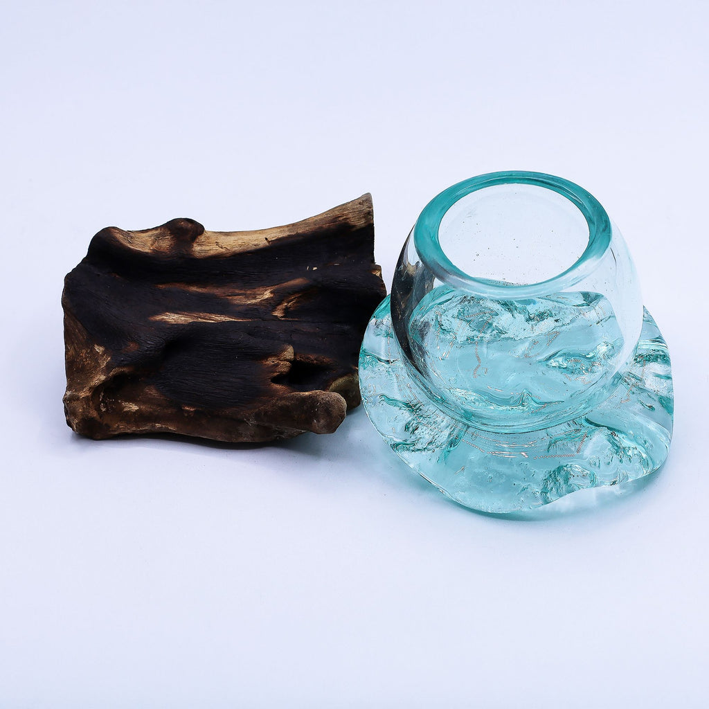 Molten Glass Mini Goldfish Bowl on Wood 20cm product image 5