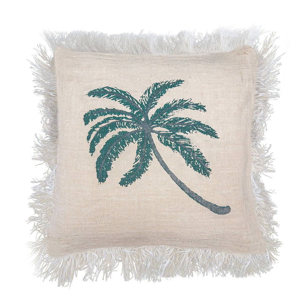 Linen Cushion Cover 45x45cm Palm Tree with Fringe product image 3