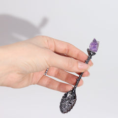 Set of 7 Dark Silver Gemstone Crystal Witch Spoons product image 2