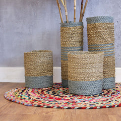 Seagrass & Abu-Abu Raffia Set - 2 Vase & 2 Bins product image 2