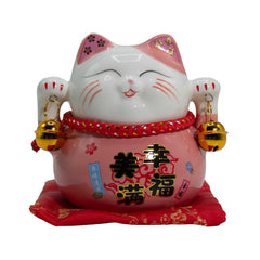 Ceramic Money Cat Bank - Pink on Cushion product image 2