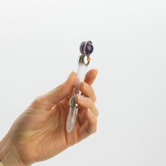 Celestial Prism Wand - Amethyst Moving Crystal Sphere Quartz Stem - 12cm product image 3