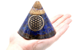 Orgonite Cone - Lapis Flower of Life - Suspended Quartz - 90 mm product image 2