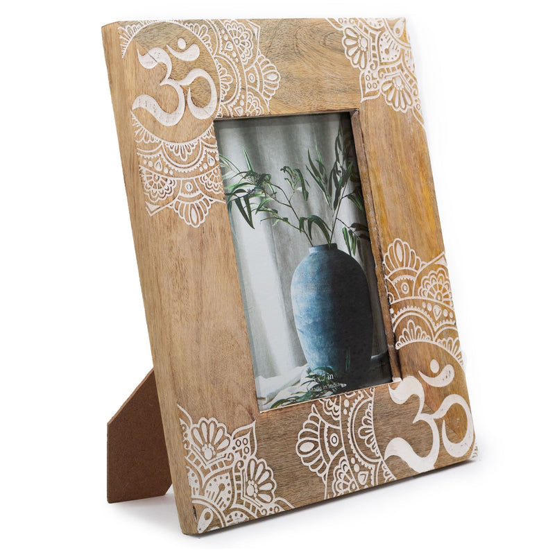 Lrg Mango Wood Picture Frame (for 13x18cm) 28x23x2cm - Mandala - White product image