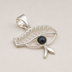 Indian Devotional Pendant - Silver Plated (45cm Cord)- Cleopatra Eye - Iolite product image 6