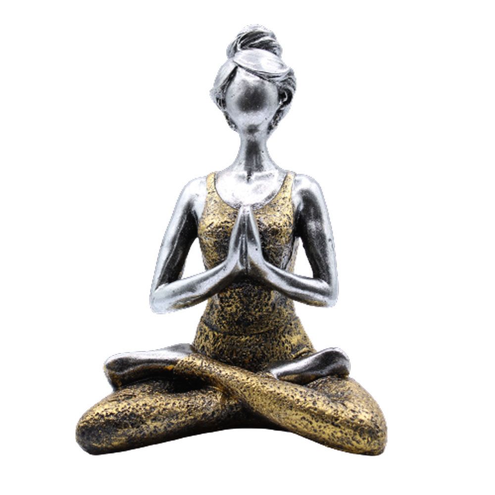Yoga Lady Figure - Silver & Gold 24cm product image