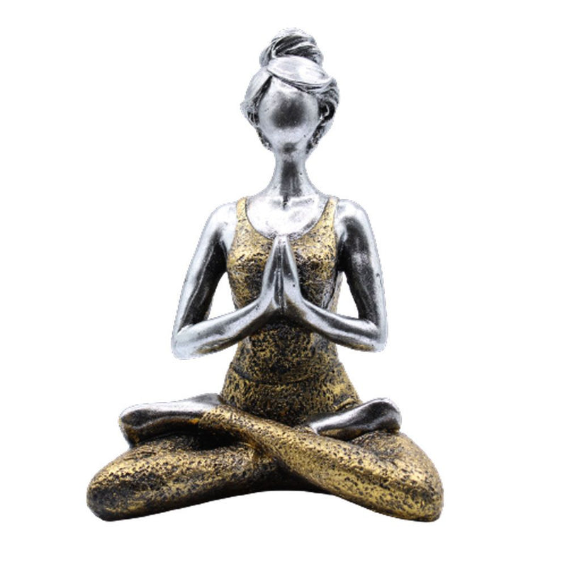 Yoga Lady Figure - Silver & Gold 24cm product image