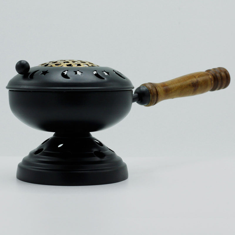 Large Iron Censer on Stand Incense Burner - Gold detail product image