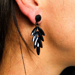 Jet Black - Vintage Glass - Long Drop - Earrings product image 2