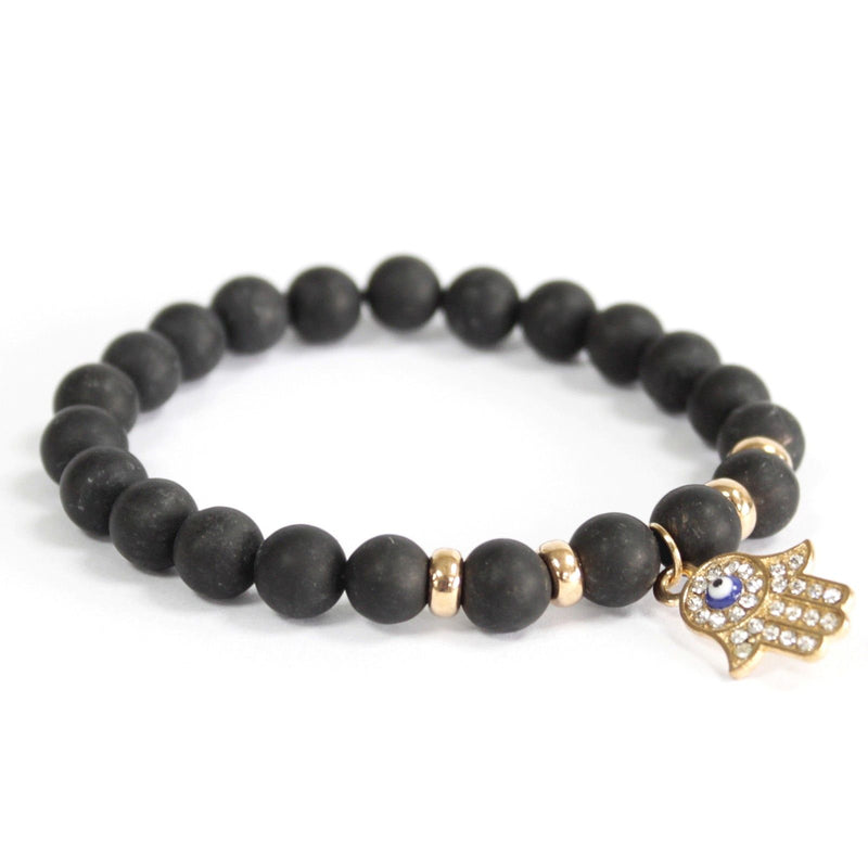 Hamsa / Black Agate - Gemstone Bracelet product image