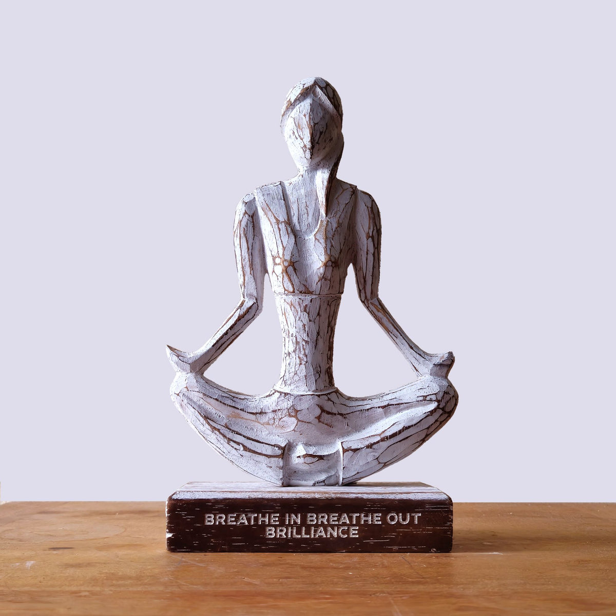 Wooden Yoga Lady - Whitewash - Easy Pose - "Breathe in Breathe out Brilliance" product image 3