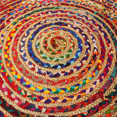 Round Jute and Recycled Cotton Rug - 90 cm product image 5