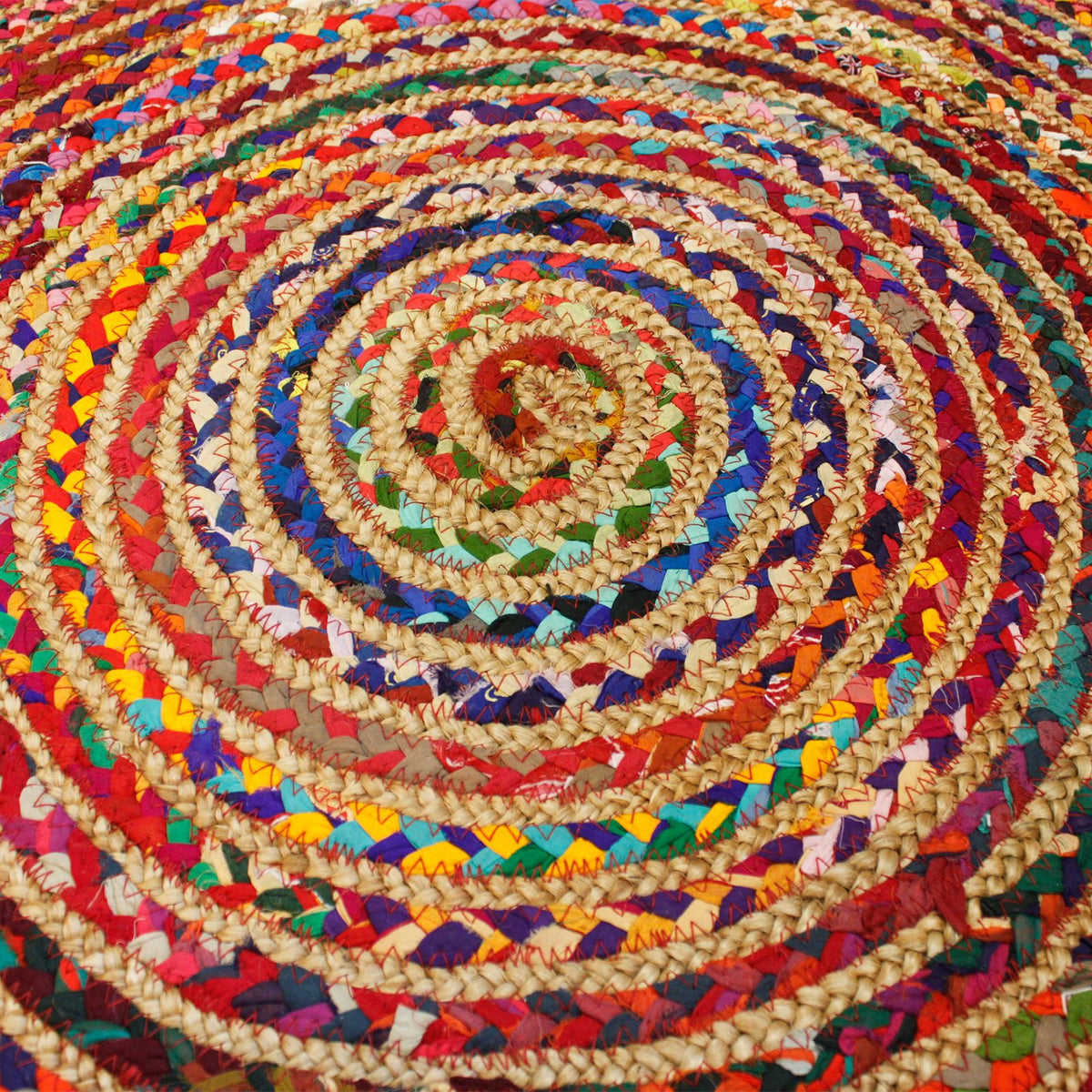 Round Jute and Recycled Cotton Rug - 120 cm product image 6