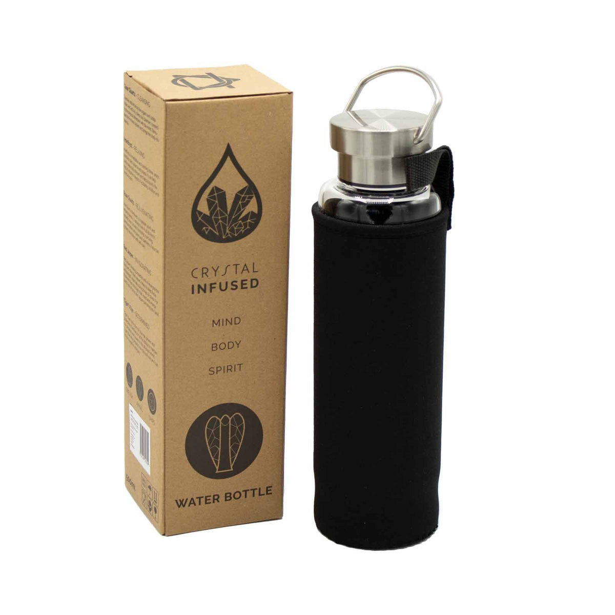 Crystal Infused Glass Water Bottle - Cleansing Clear Quartz - Obelisk - product image 3