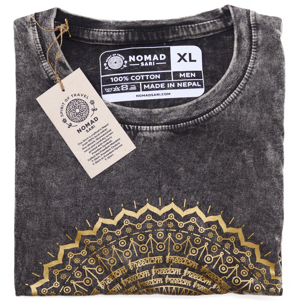 Nomad Sari Stonewashed Cotton T-Shirt – Mandala – Dark Grey – XL product image 2