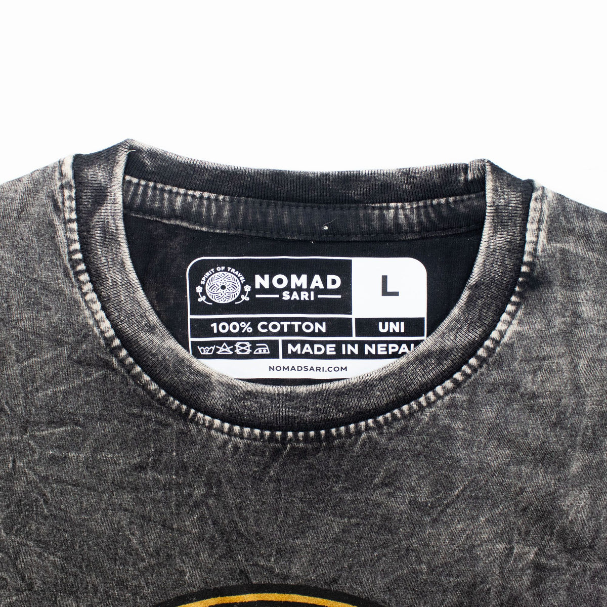 Nomad Sari Stonewashed Cotton T-Shirt - Rebel - Charcoal - Large product image 3