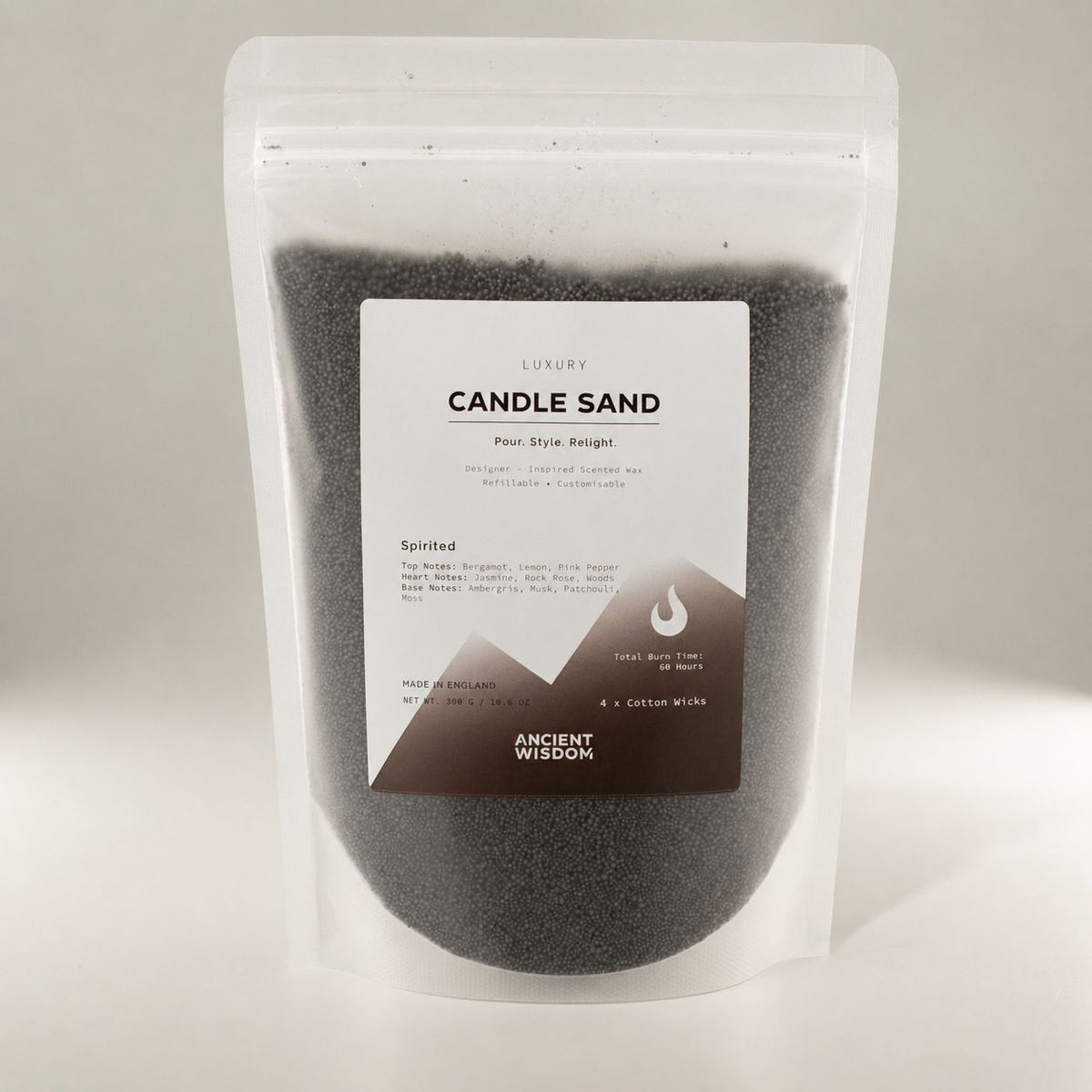 Fragranced Candle Sand - Black - Spirited - 300g - product image 3