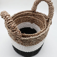 Seagrass Basket Set - Dark Grey / White / Natural product image 2